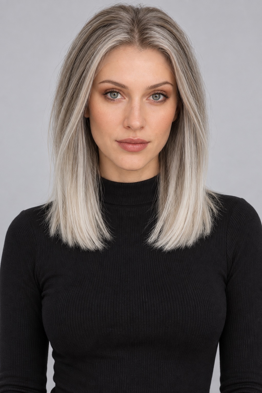 Ultra-Breathable Silver Ash Blunt Lob — Handmade Large-Area Lace Wig L