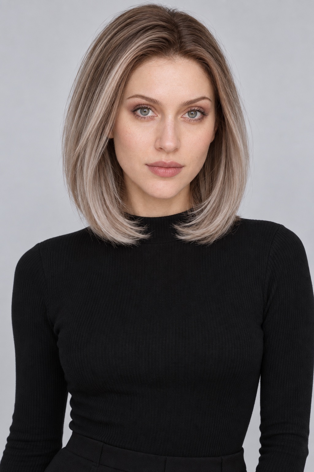 Ultra-Breathable Champagne Ombre Rounded Bob — Handmade Large-Area Lace Wig L