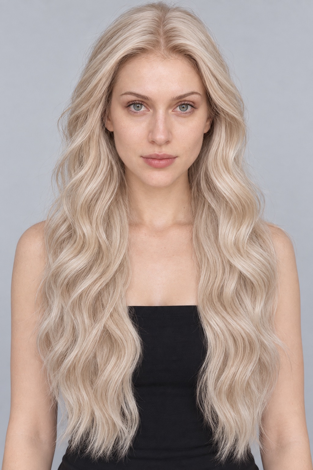 Ultra-Breathable Champagne Blonde Long Waves — Handmade Large-Area Lace Wig L