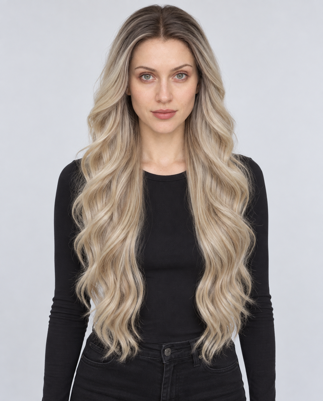 Ultra-Breathable Light Brown Feathered Waves — Handmade Large-Area Lace Wig L — Ash Blonde Ombre Waves