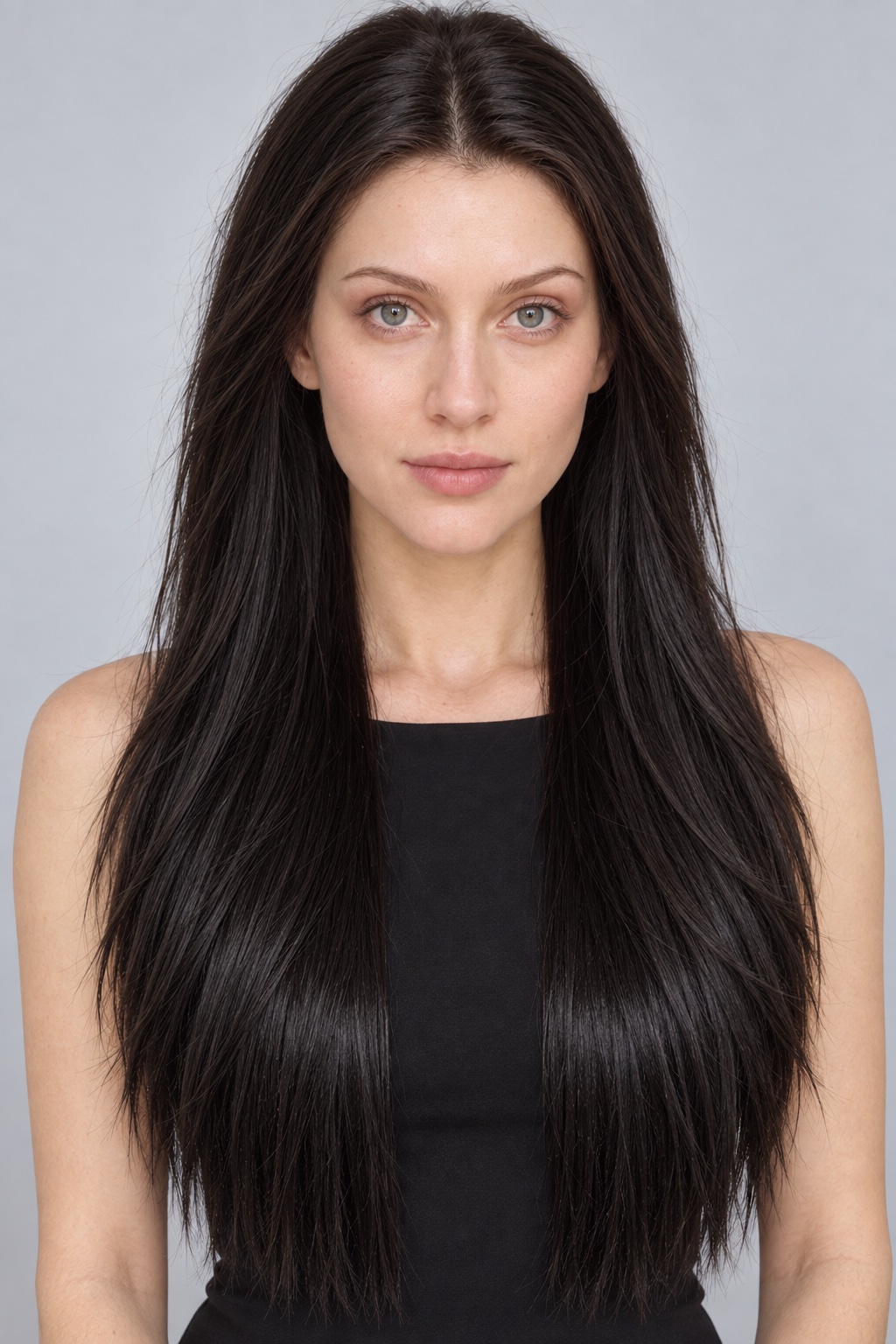 Ultra-Breathable Jet Black Sleek Layers — Handmade Large-Area Lace Wig L