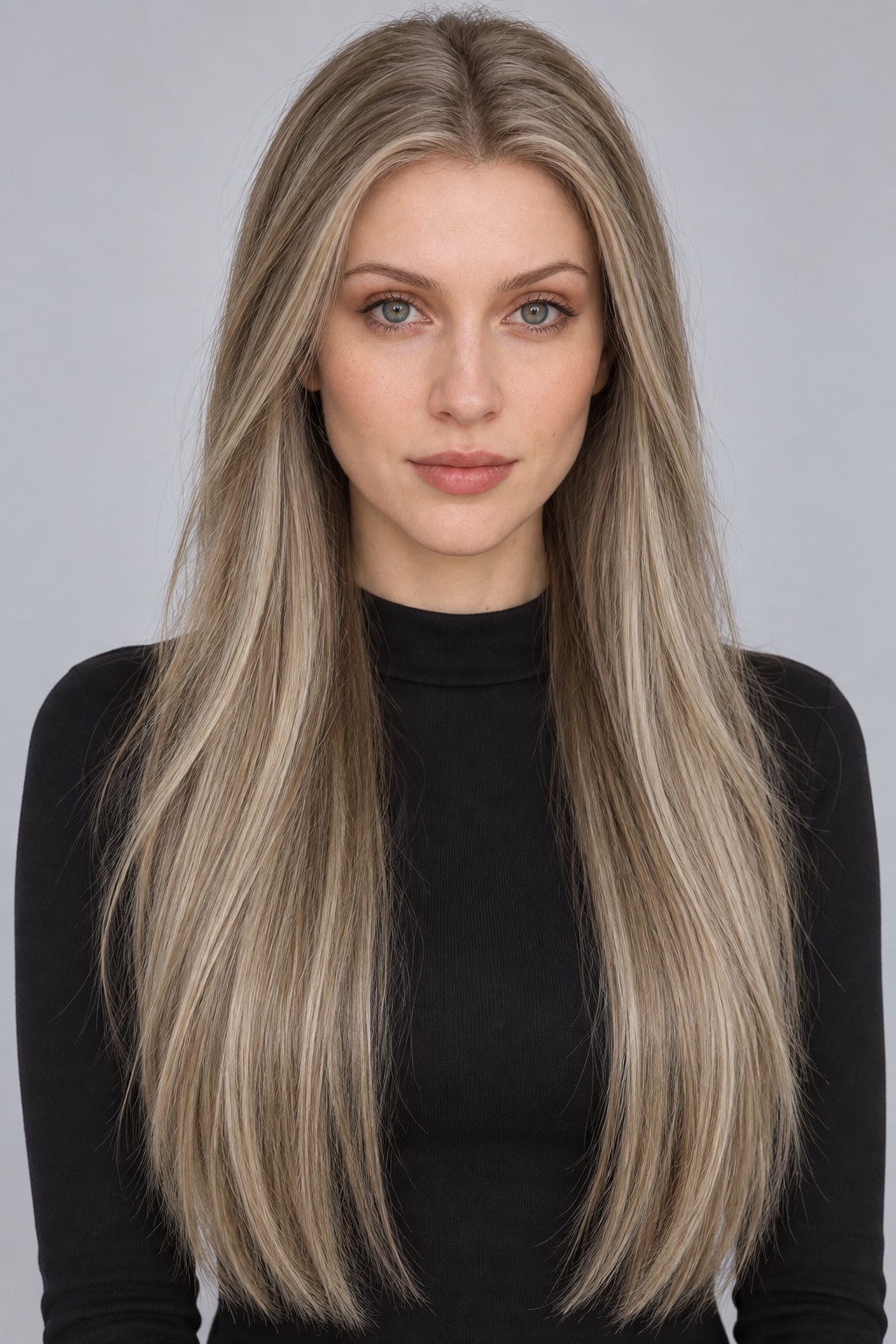 Ultra-Breathable Ash Beige Sleek Lengths — Handmade Large-Area Lace Wig L