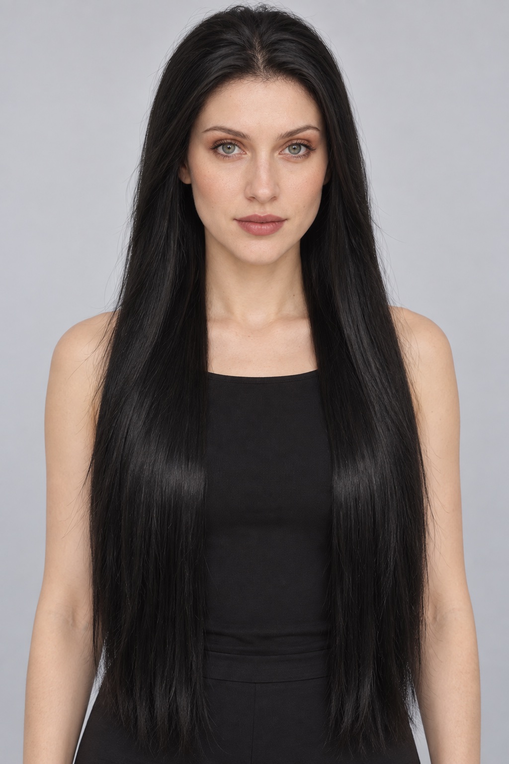 Ultra-Breathable Jet Black Extra Long Straight — Handmade Large-Area Lace Wig L