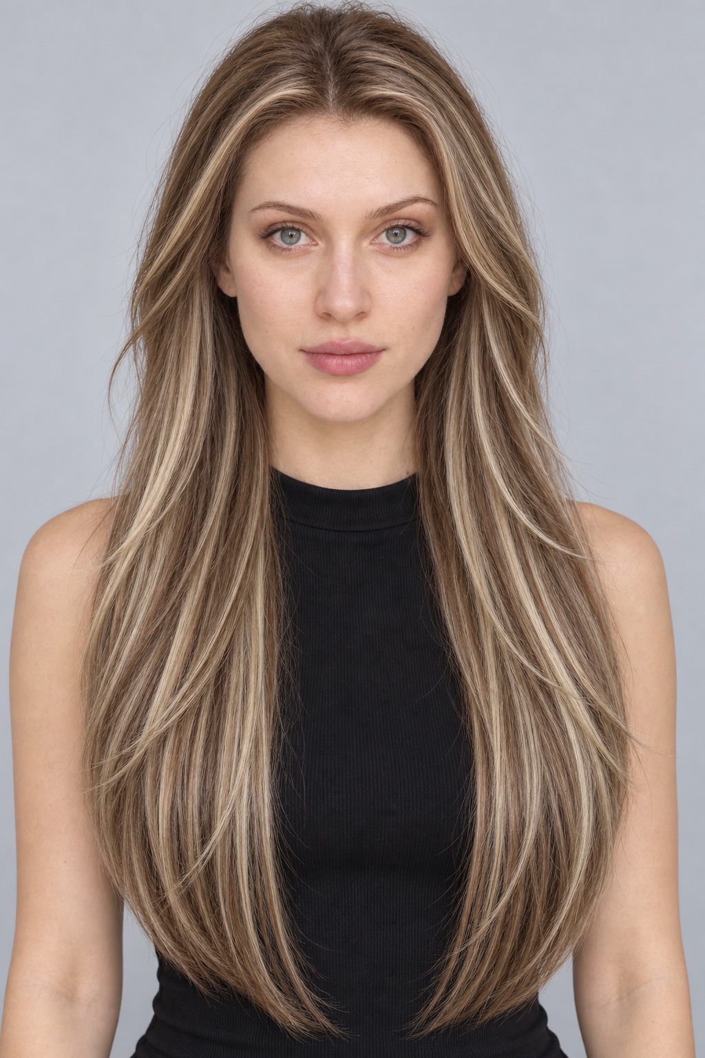 Ultra-Breathable Beige Ribbon Straight Layers — Handmade Large-Area Lace Wig L