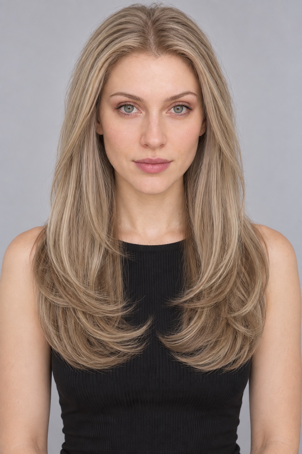 Ultra-Breathable Sandy Blonde Rounded Layers — Handmade Large-Area Lace Wig L