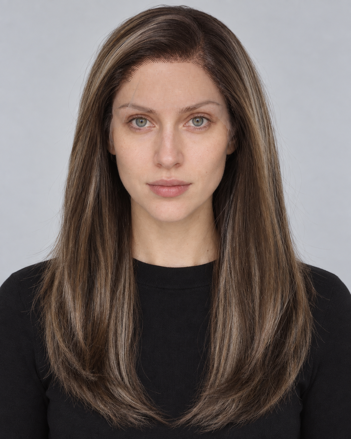 Ultra-Breathable Brunette Highlight Sleek Layers — Handmade Large-Area Lace Wig L