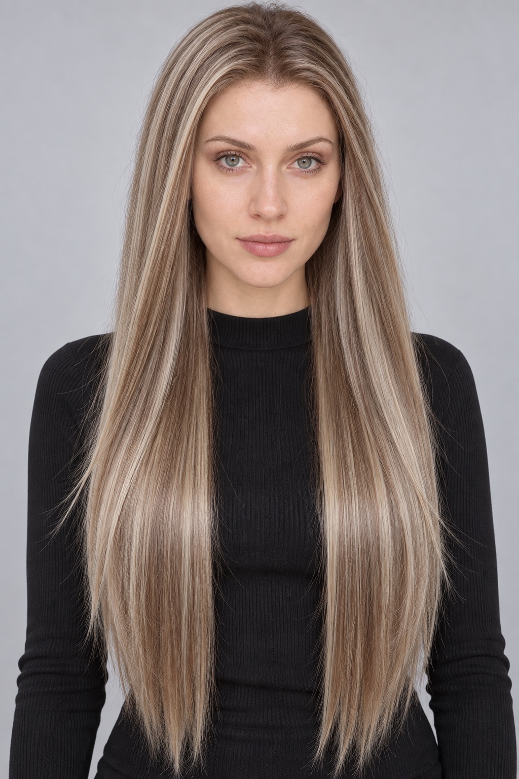 Ultra-Breathable Ash Brown Ribbon Straight — Handmade Large-Area Lace Wig L