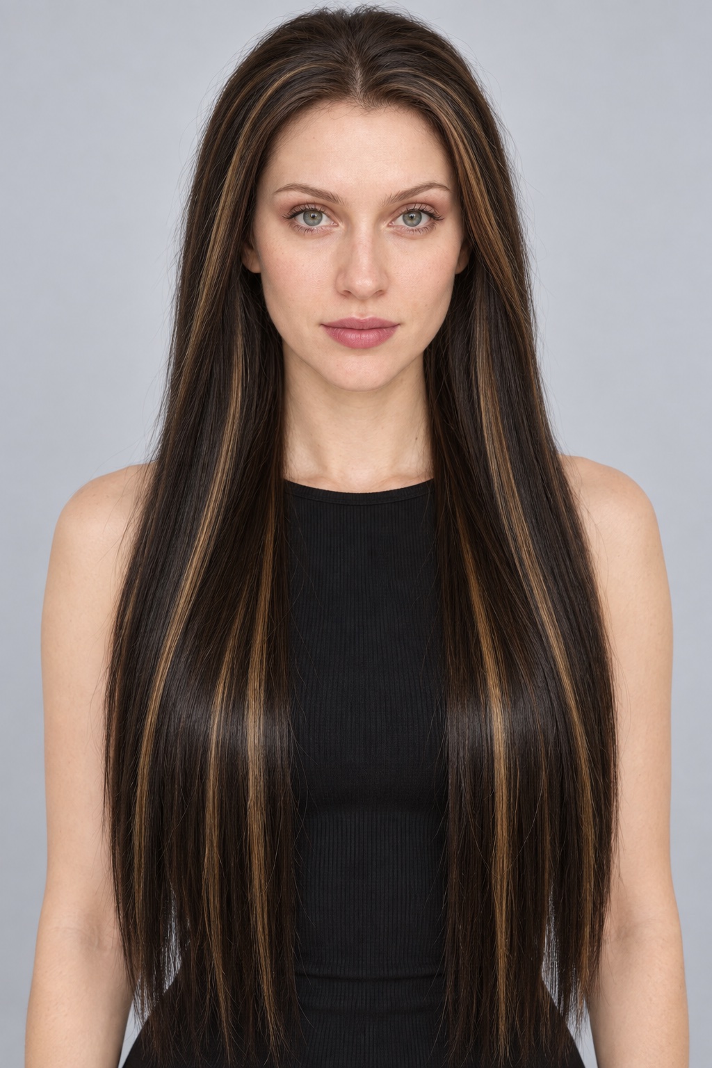 Ultra-Breathable Espresso Caramel Pin Straight — Handmade Large-Area Lace Wig L