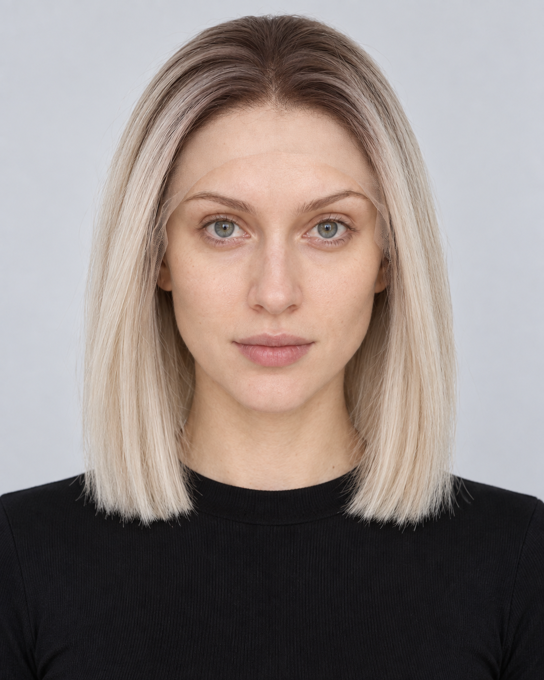 Ultra-Breathable Icy Blonde Textured Bob — Handmade Large-Area Lace Wig L