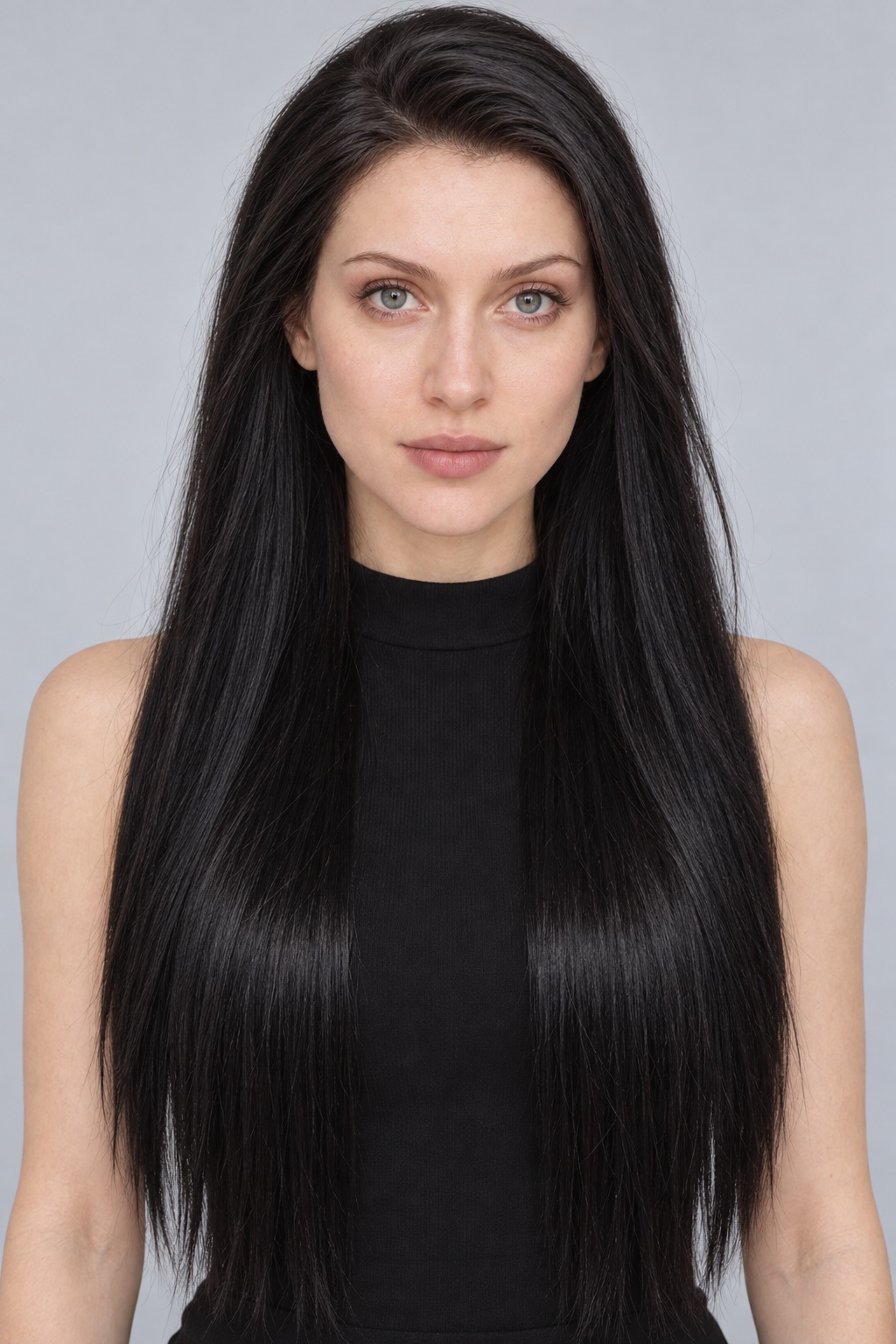 Ultra-Breathable Black Satin Straight — Handmade Large-Area Lace Wig L