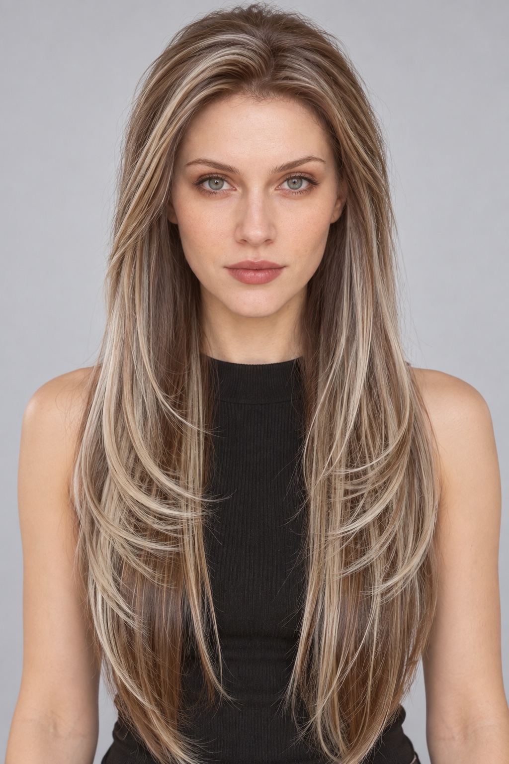 Ultra-Breathable Silver Ribbon Long Layers — Handmade Large-Area Lace Wig L