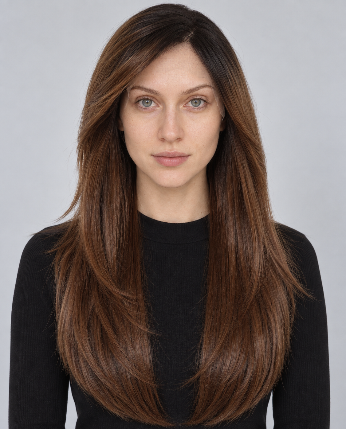 Ultra-Breathable Chestnut Sweeping Layers — Handmade Large-Area Lace Wig L