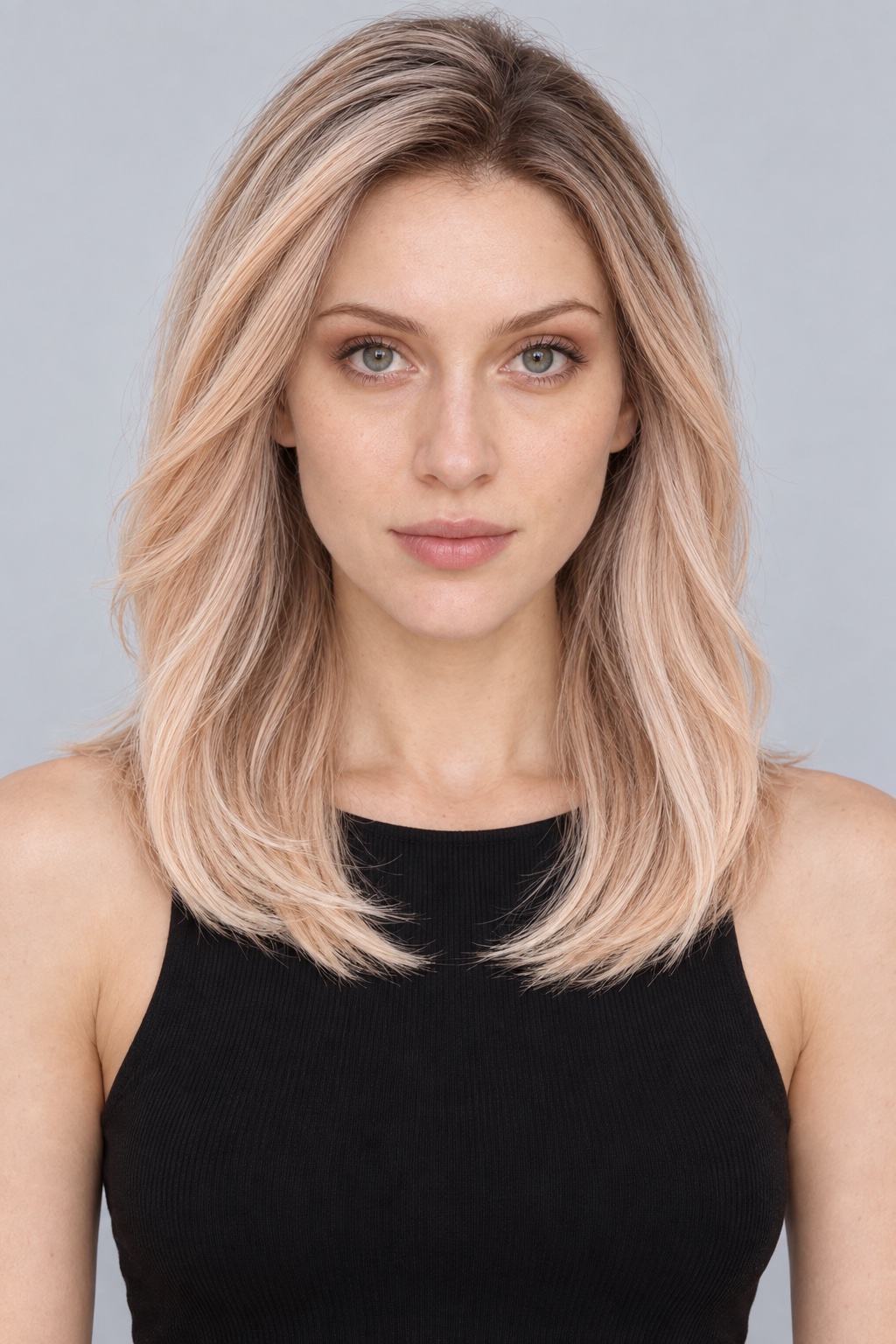 Ultra-Breathable Blush Blonde Layered Lob — Large-Area Lace Wig L