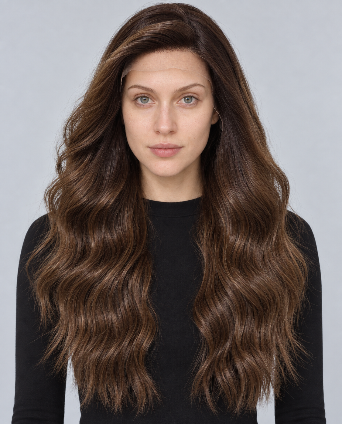 Ultra-Breathable Cinnamon Ribbon Waves — Handmade Large-Area Lace Wig L