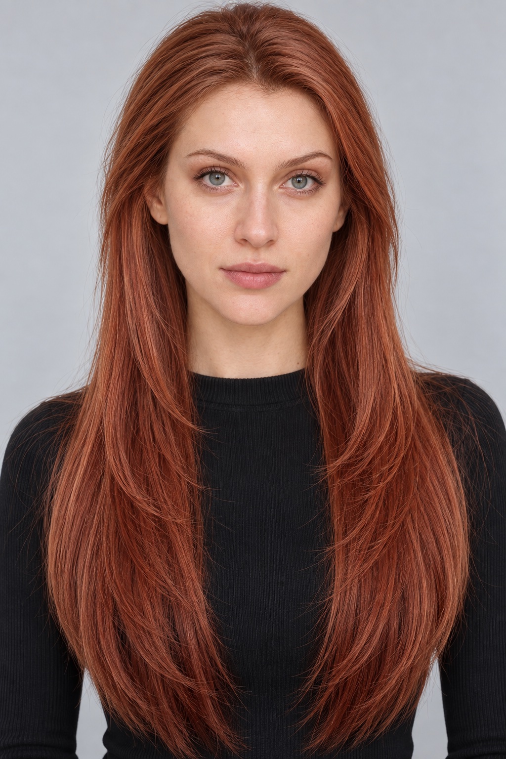 Ultra-Breathable Copper Auburn Sleek Layers — Handmade Large-Area Lace Wig L