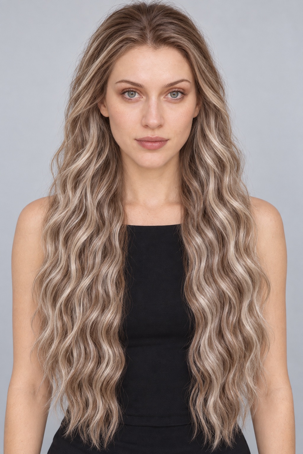 Ultra-Breathable Ash Ribbon Beach Waves — Handmade Large-Area Lace Wig L