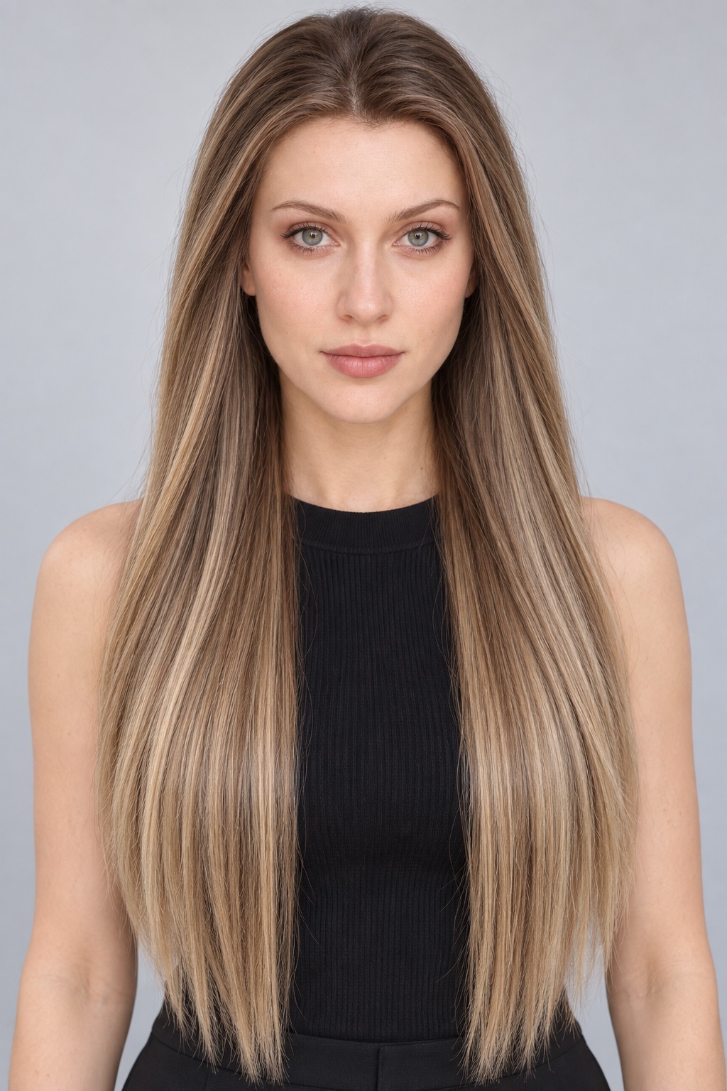 Ultra-Breathable Golden Ash Long Straight — Handmade Large-Area Lace Wig L