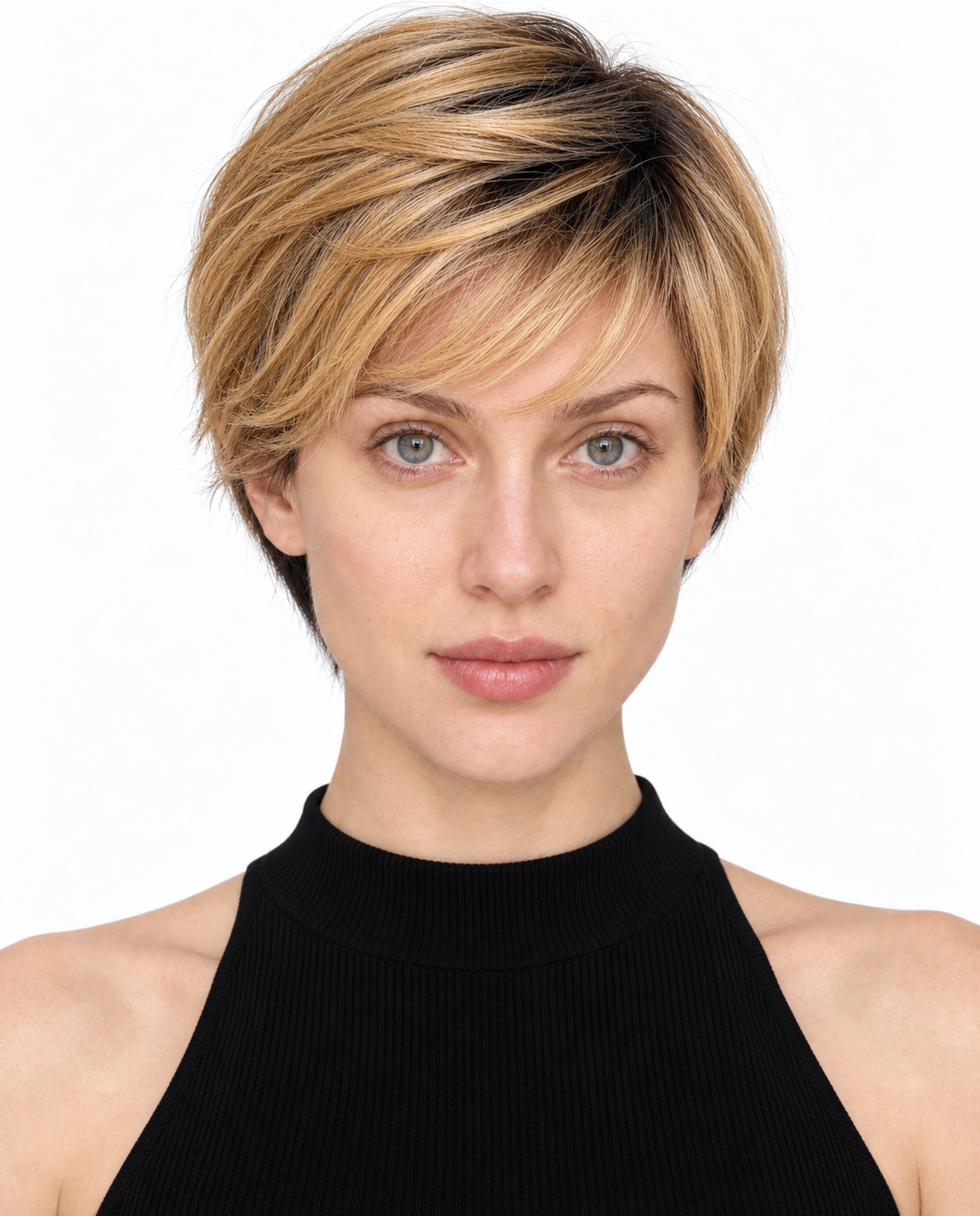 Ultra-Breathable Two-Tone Pixie Human Hair Wig