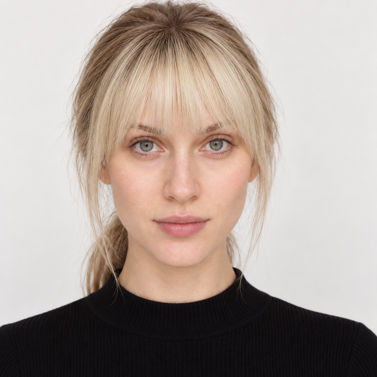 Ultra-Breathable Hand-Tied Human Hair Clip-In Fringe — Rooted Blonde — Strip Base