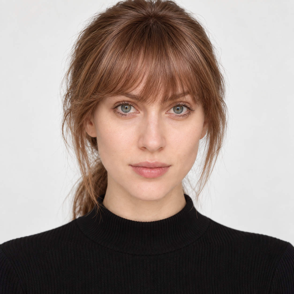 Ultra-Breathable Hand-Tied Human Hair Clip-In Fringe — Auburn Brown