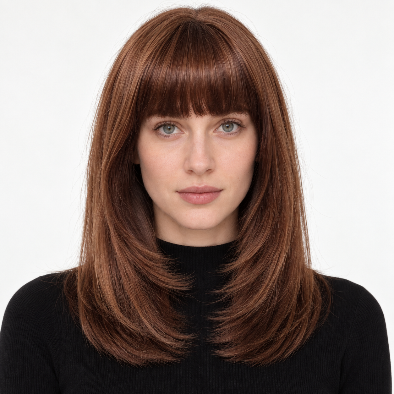 Shoulder-Skimming Fringe Synthetic Bob — Special Offers — Chocolate Brown Bob