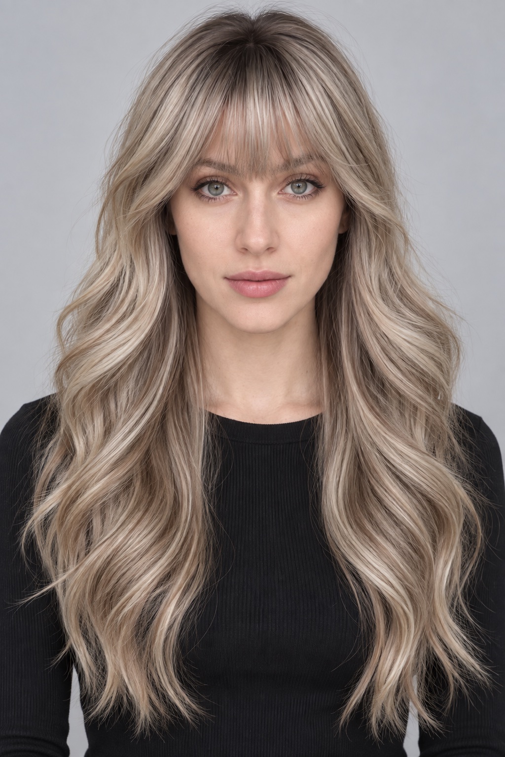 Soft Fringe & Waves Synthetic Wig — Special Offers — Rooted Light Ash Grey